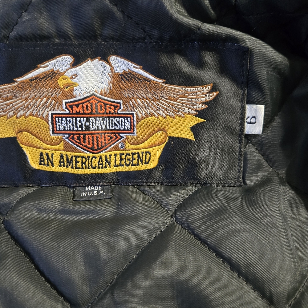 Kid's Harley Davidson Black Leather Thermal Lined Vintage Jacket Size 6 - Picture 7 of 14